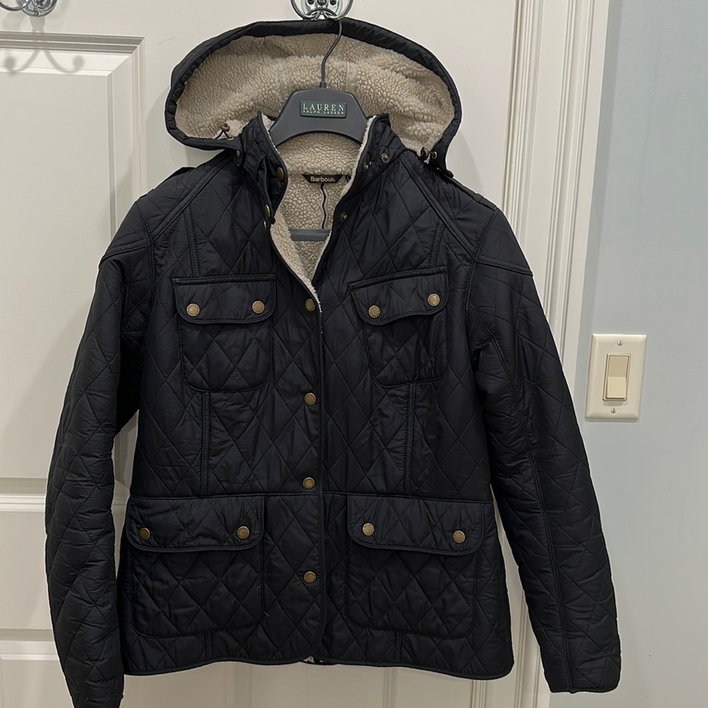 Women’s black Barbour quilted coat